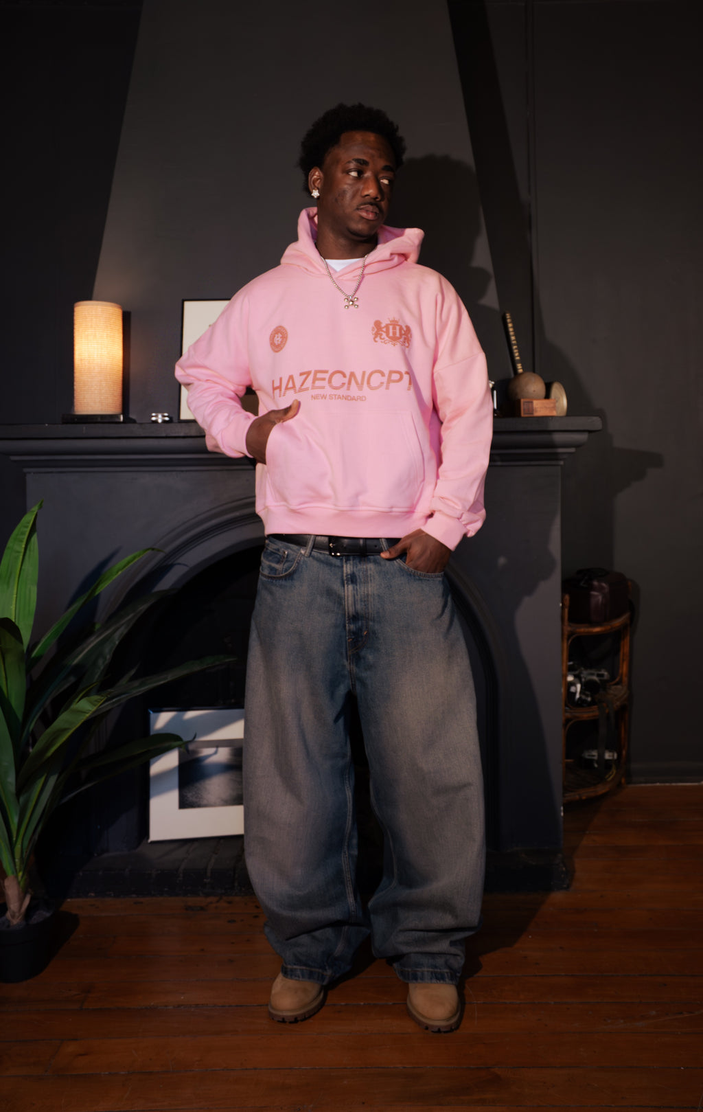 Boxy Fit Hoodie "New Standard" Pink