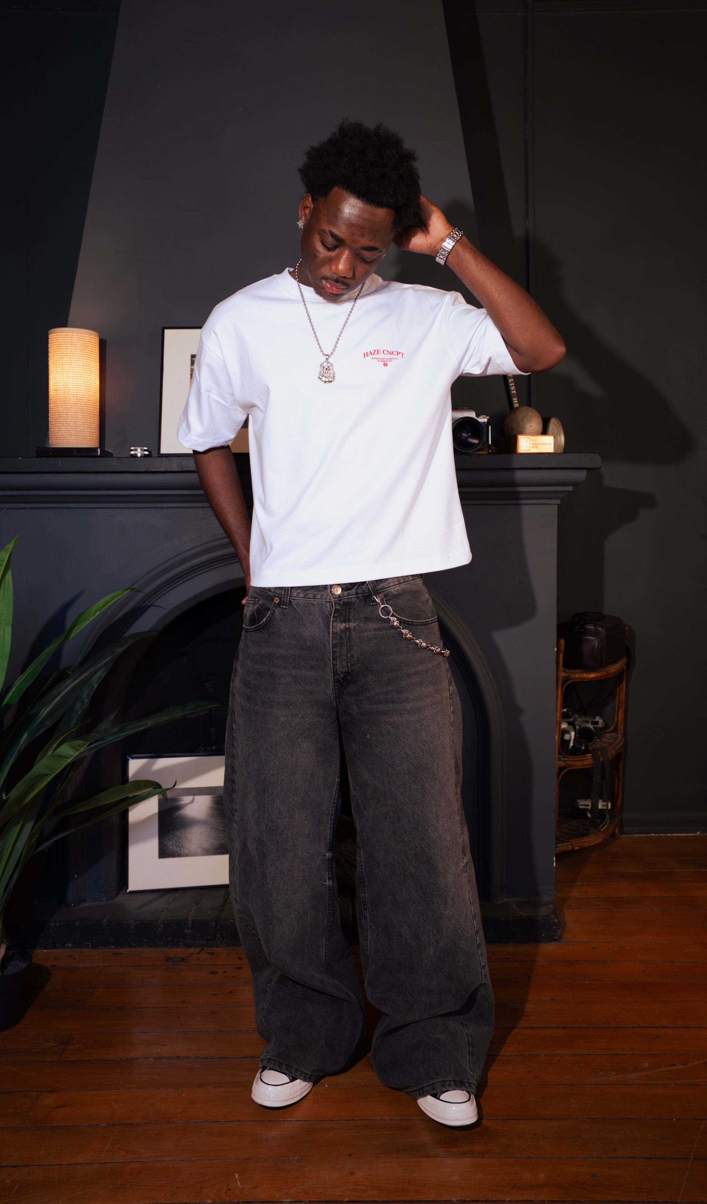 "Foam" White Boxy Fit Tee