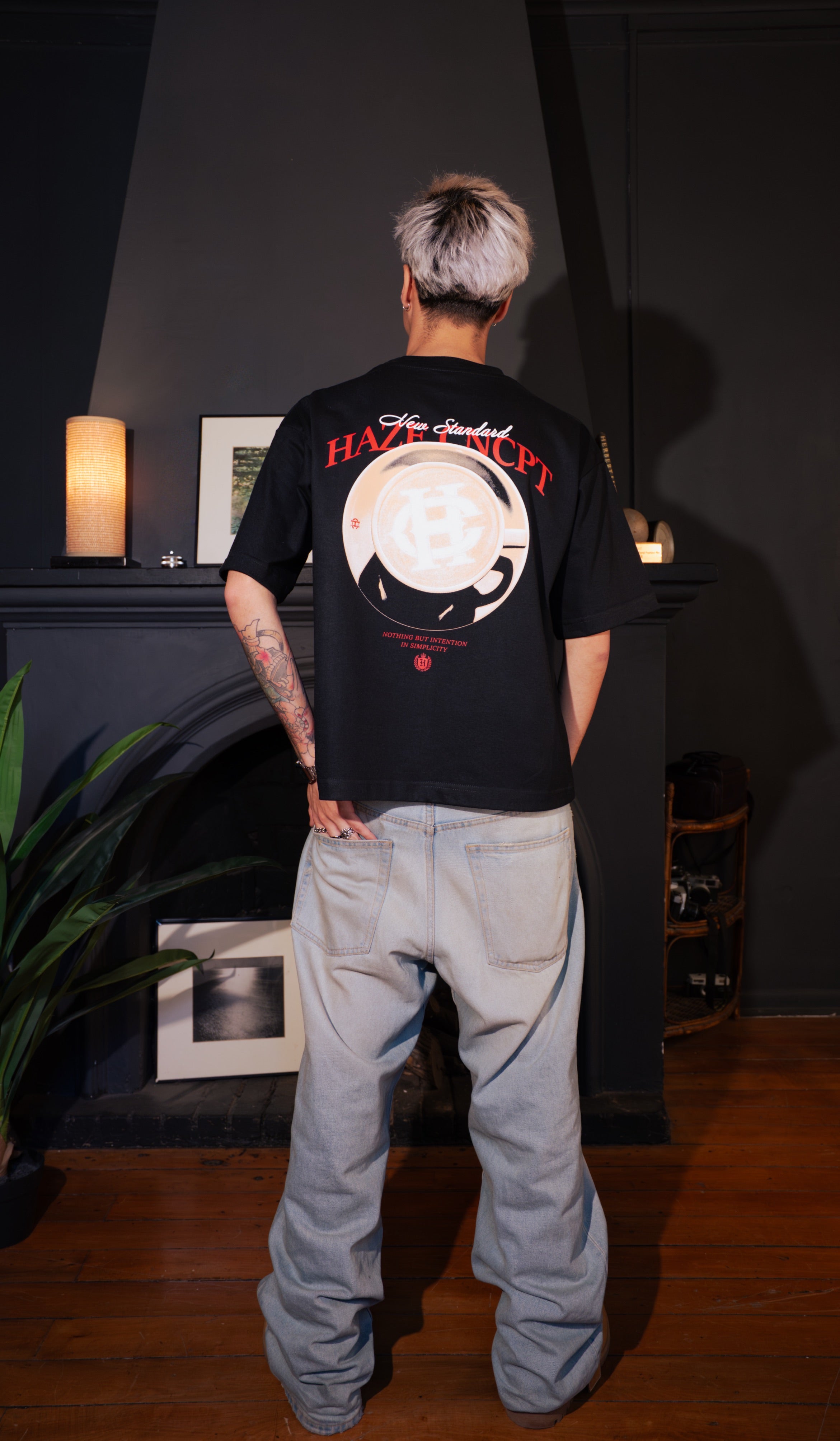 "Foam" Black Boxy Fit Tee