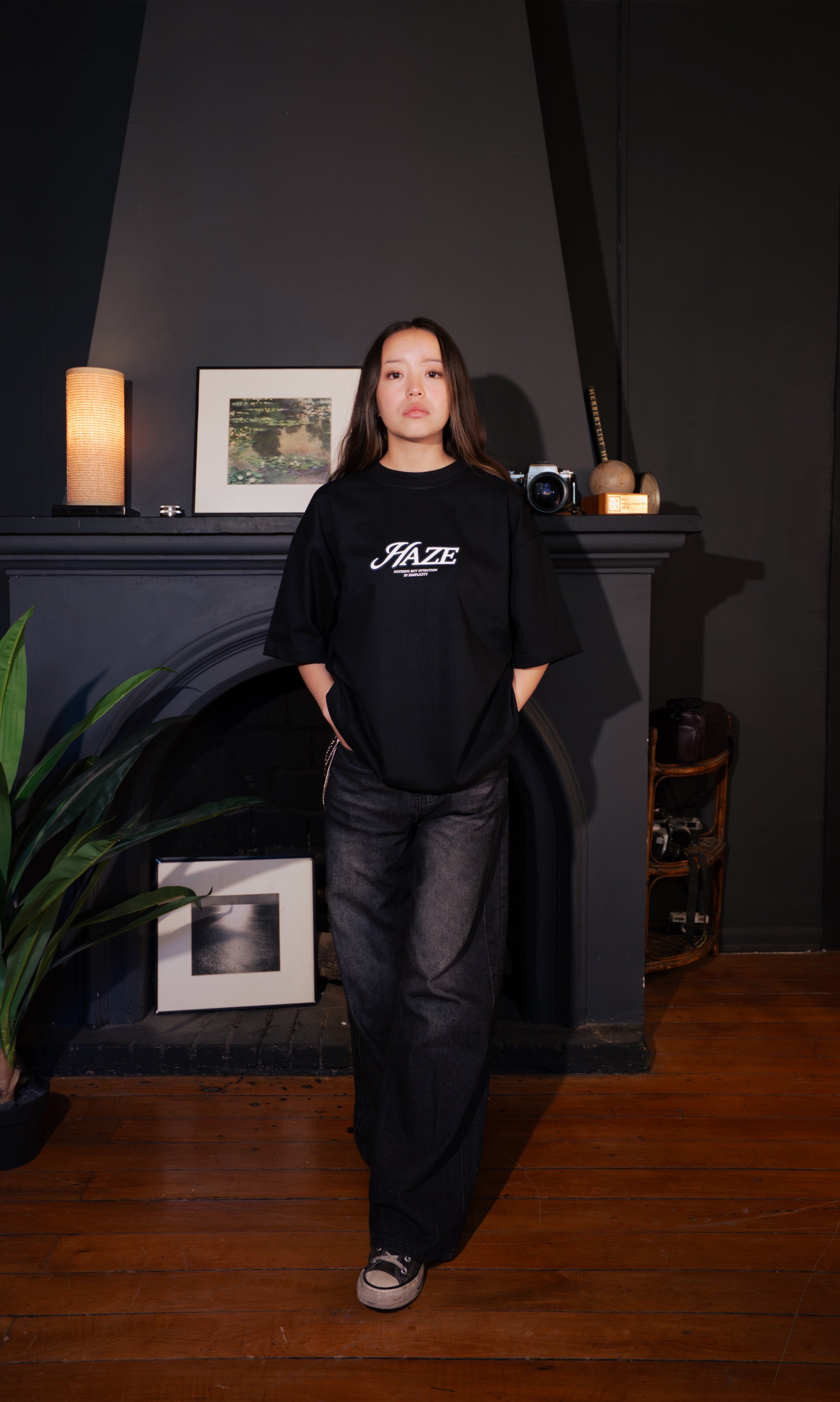 "Haze" Black Boxy Fit Tee