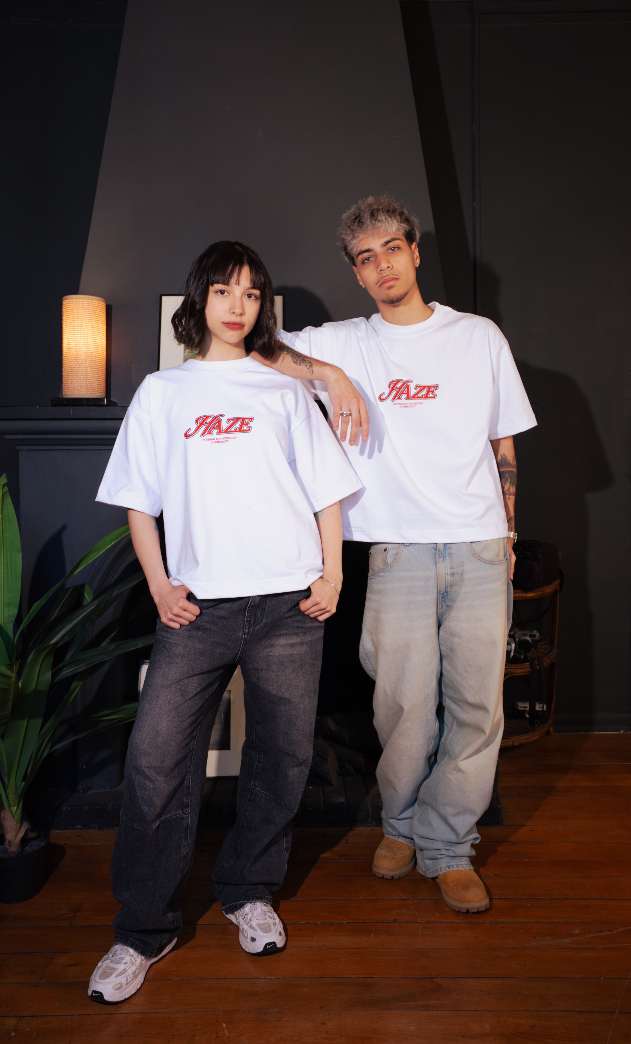 "Haze" White Boxy Fit Tee