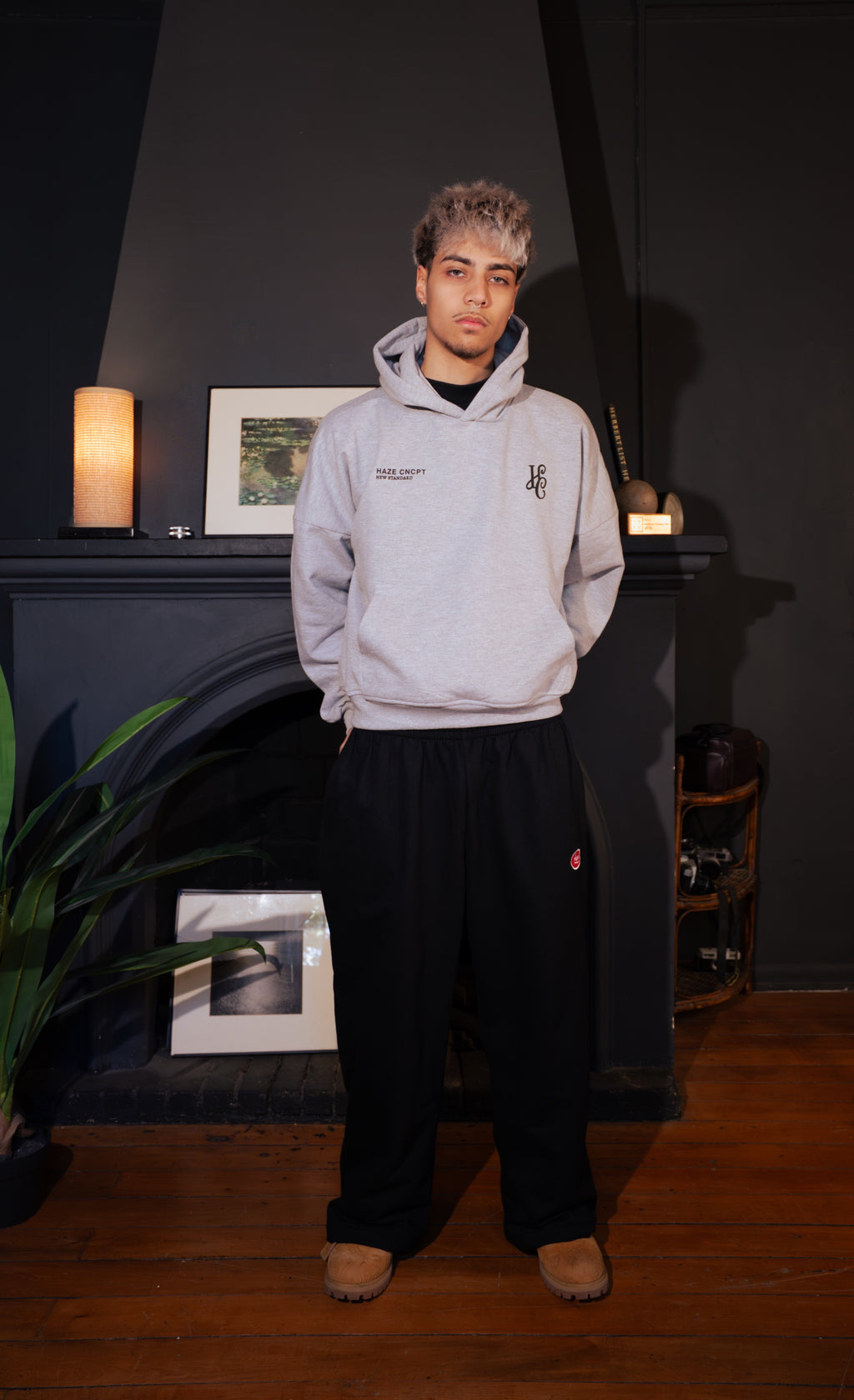 Boxy Fit Hoodie "Signature" Melange Grey