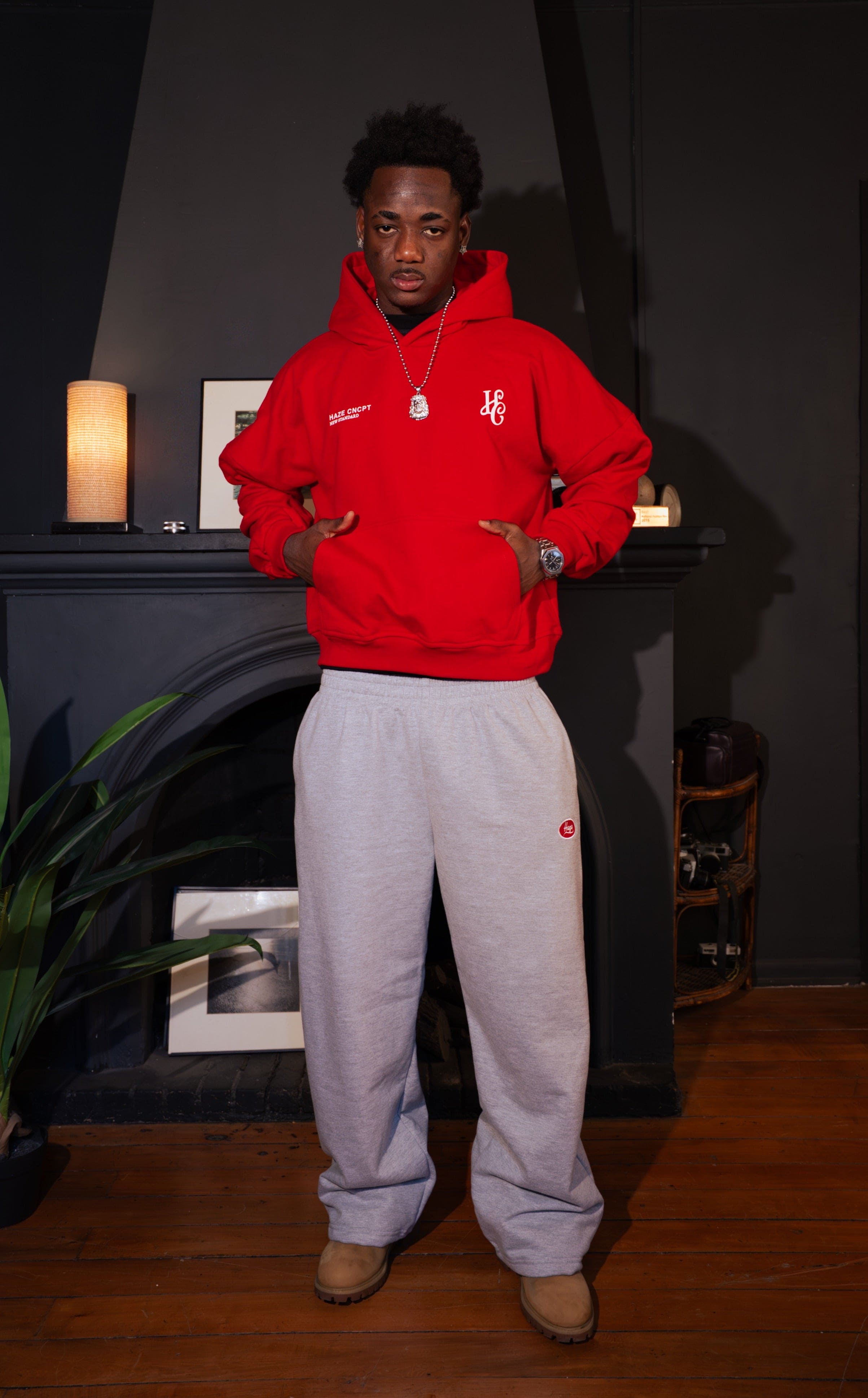 Boxy Fit Hoodie "Signature" Red