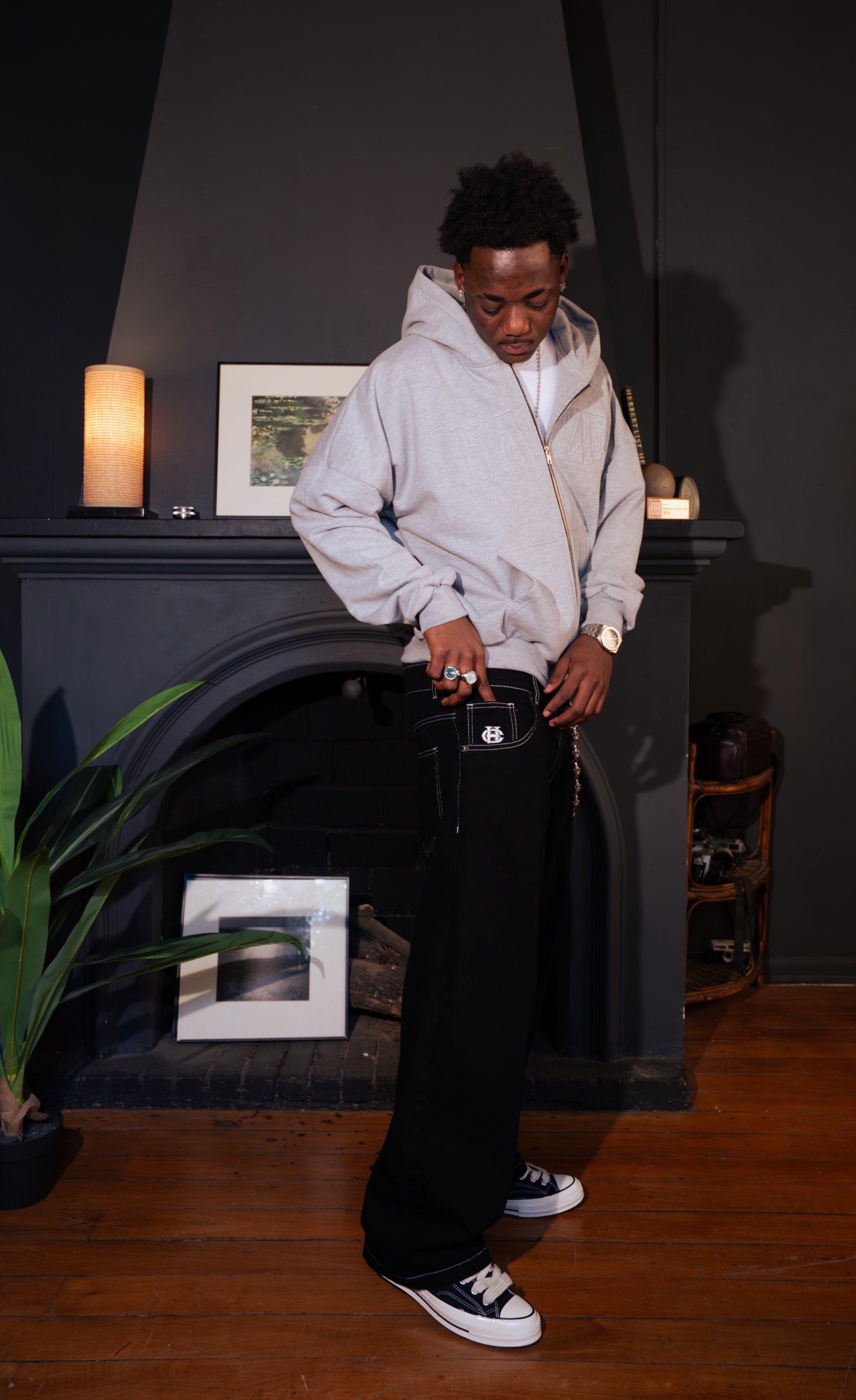 Zip Up "Logo" Melange Grey