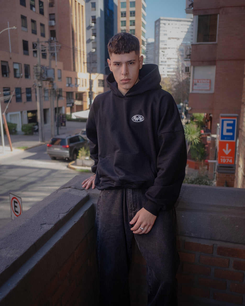 Boxy Fit Hoodie "Haze" Black