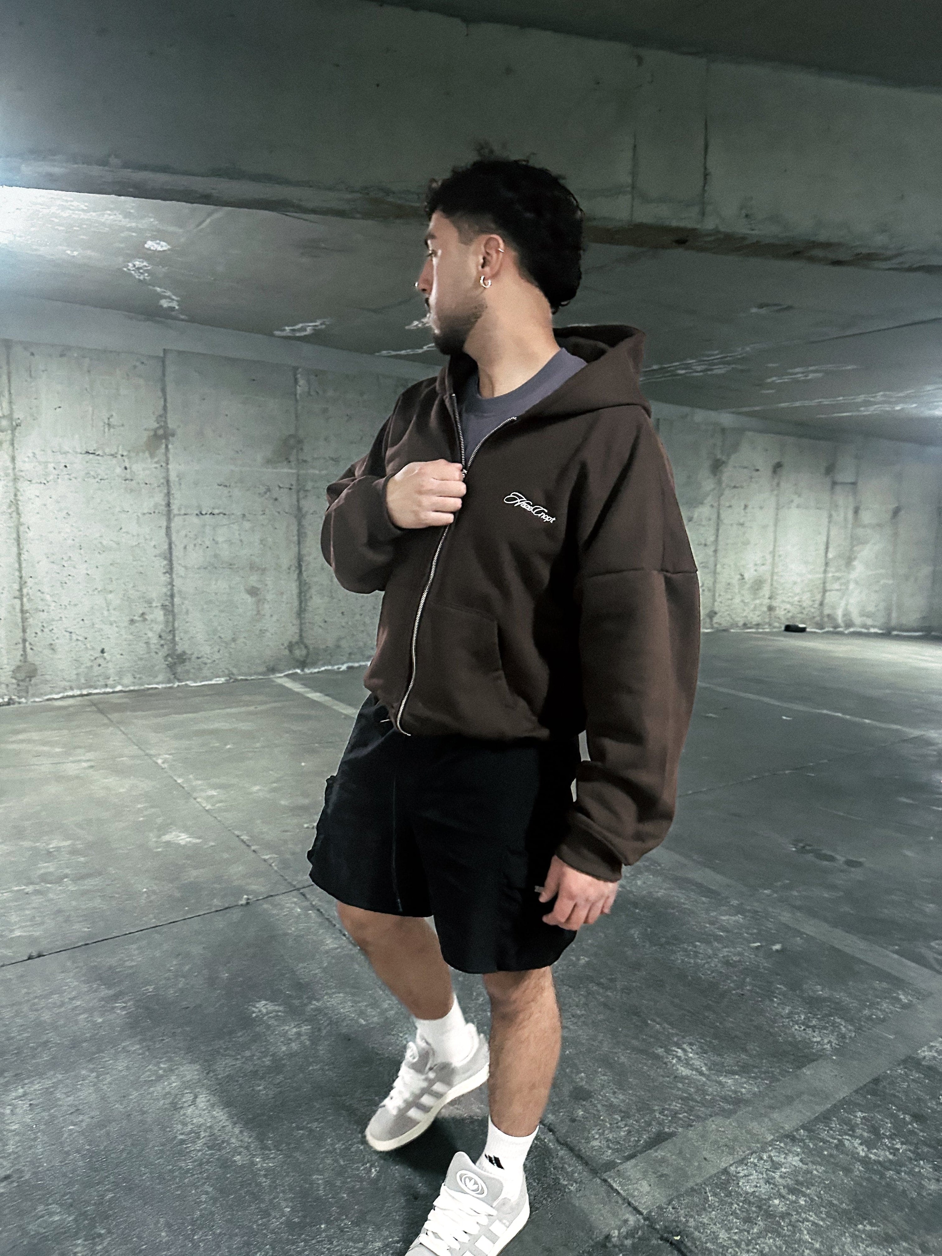 Zip Up Hoodie Chocolate