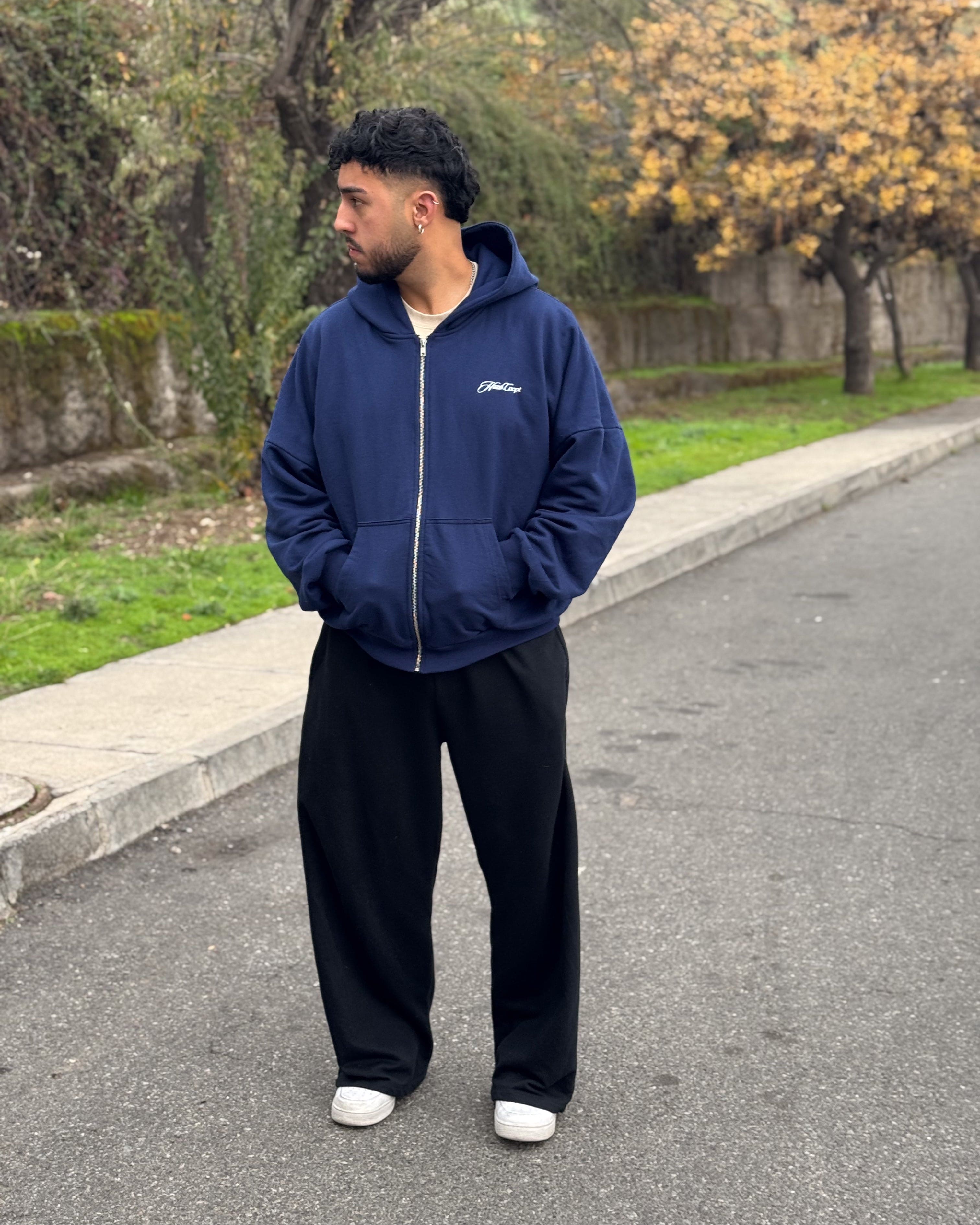 Zip Up Hoodie Navy Blue