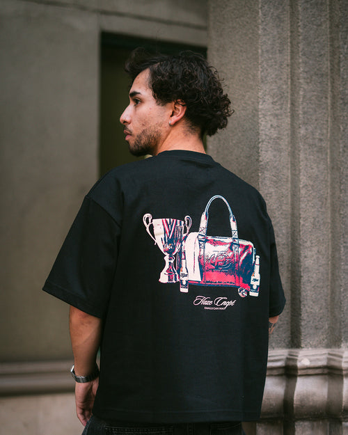 Polera boxy fit negra con estampado After Game espalda