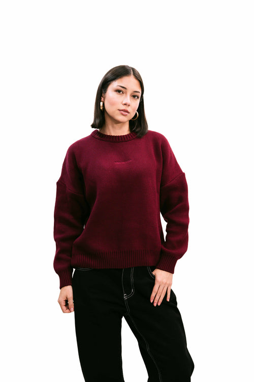 "Everyday" Knit Sweater Burgundy