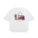 Polera boxy fit blanca con estampado After Game espalda