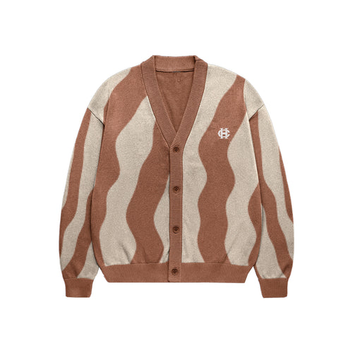 "Pattern Cardigan" Camel