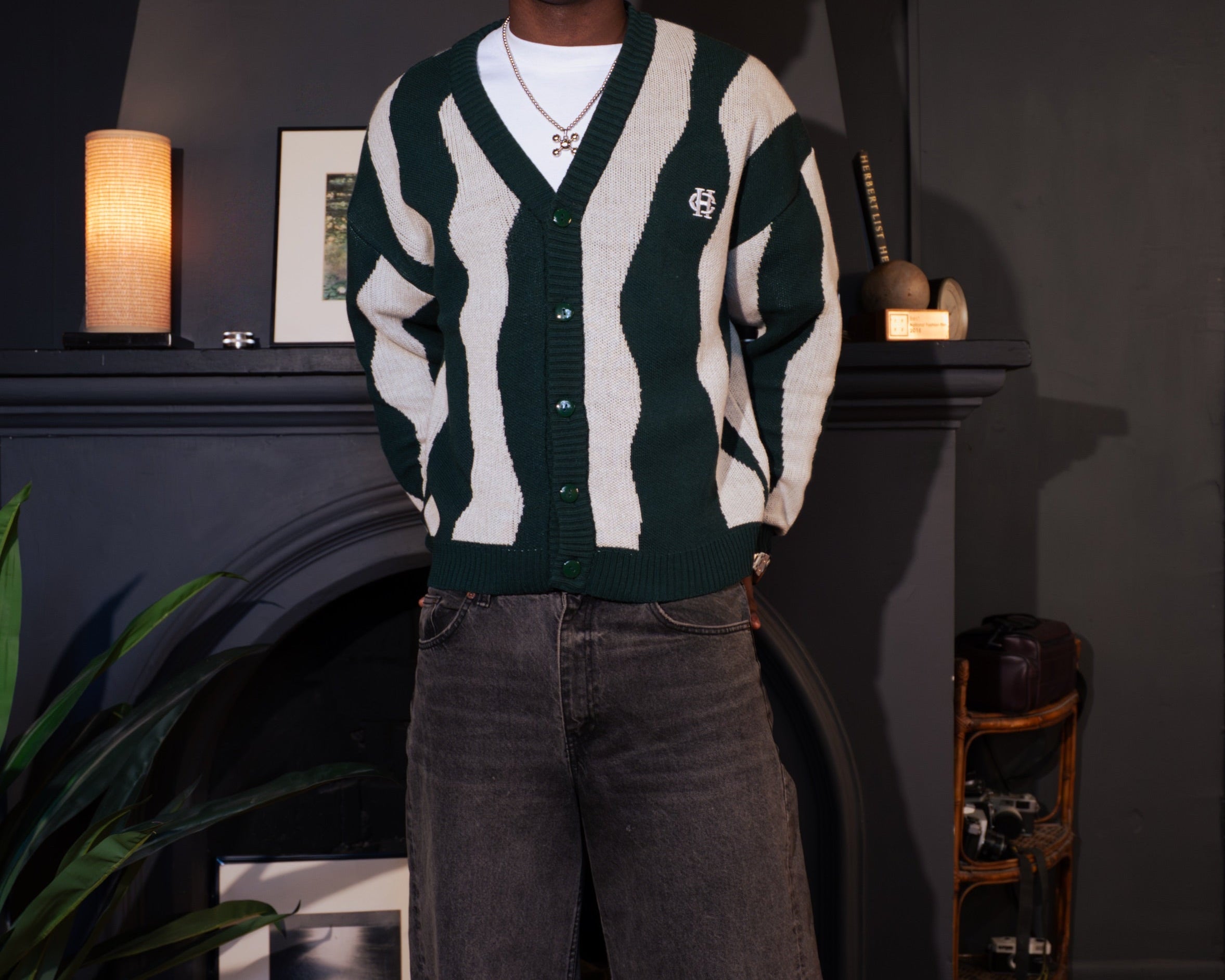 Sweater estilo cardigan tejido de hombre