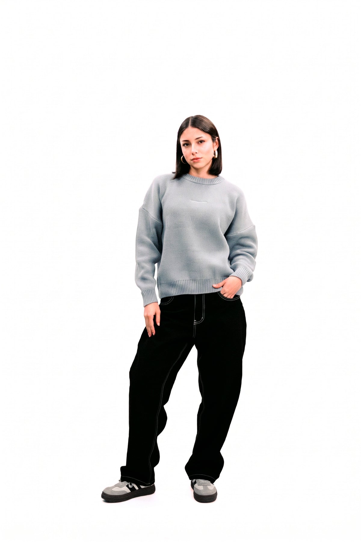 "Everyday" Knit Sweater Melange Grey