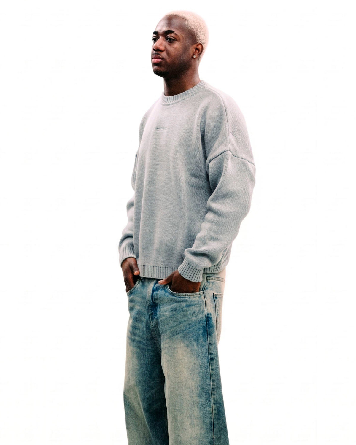 "Everyday" Knit Sweater Melange Grey