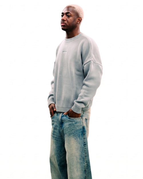"Everyday" Knit Sweater Melange Grey