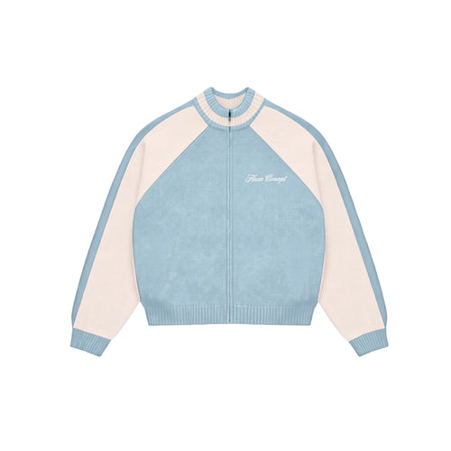 "Clubhouse" Zipper Knit Baby Blue
