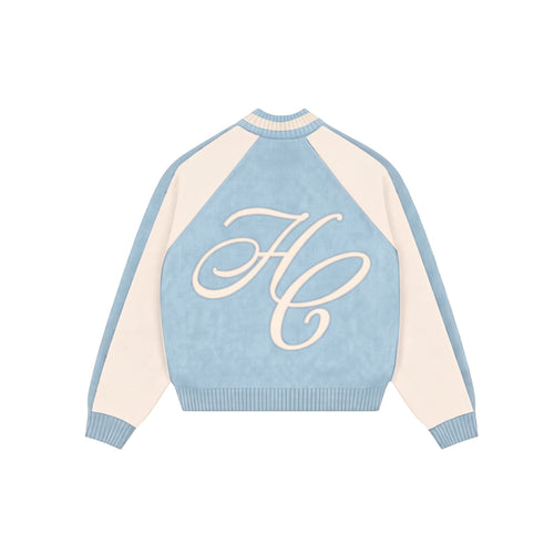 "Clubhouse" Zipper Knit Baby Blue