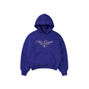 Polerón/Hoodie boxy fit Navy Blue con diseño coffee run delantero