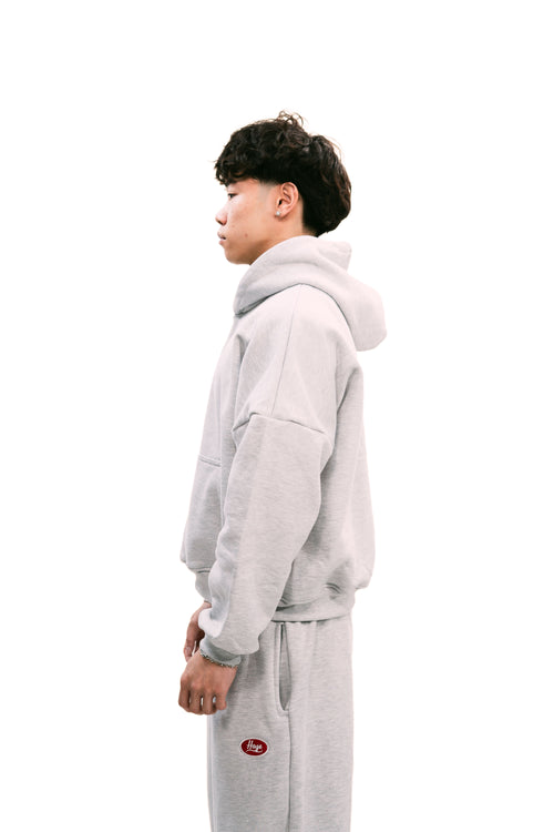 Boxy Fit Hoodie Melange Grey HEAVYWEIGHT
