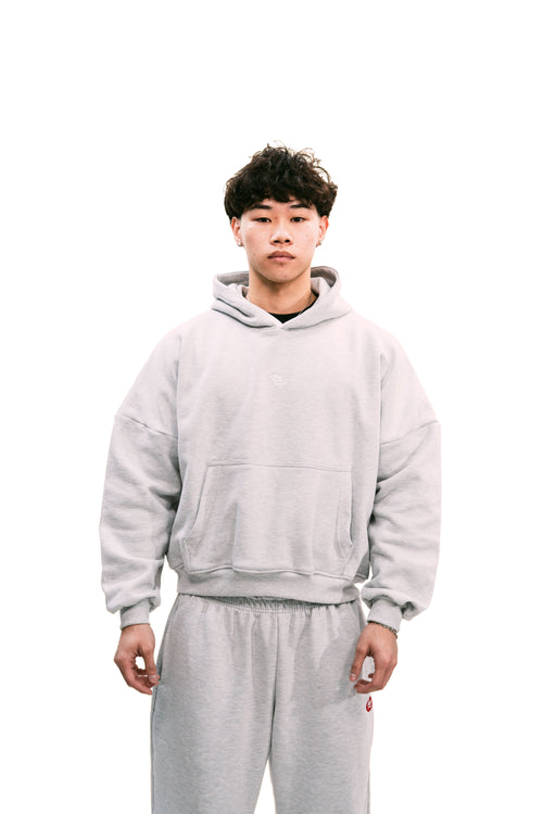 Boxy Fit Hoodie Melange Grey HEAVYWEIGHT