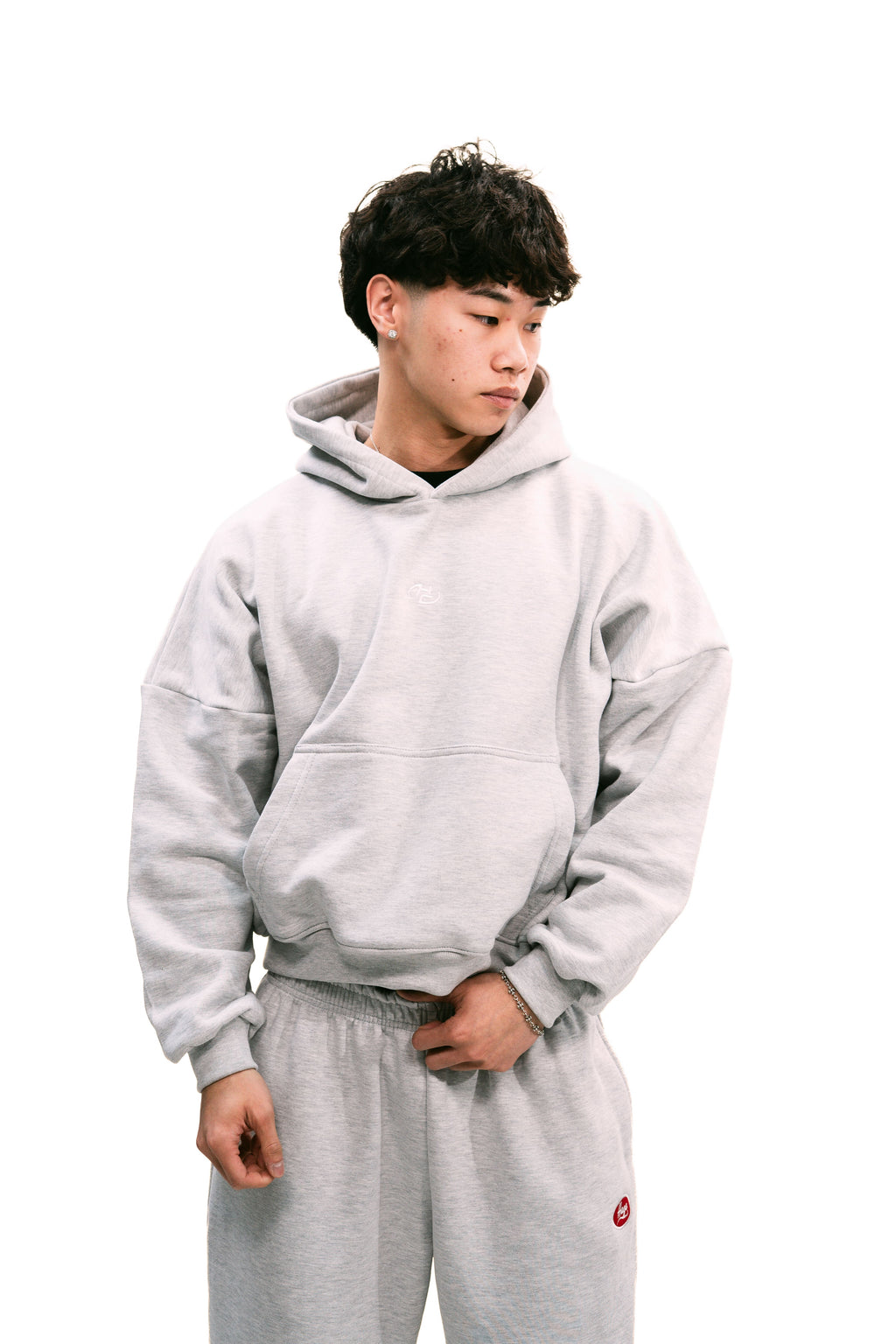 Boxy Fit Hoodie Melange Grey HEAVYWEIGHT