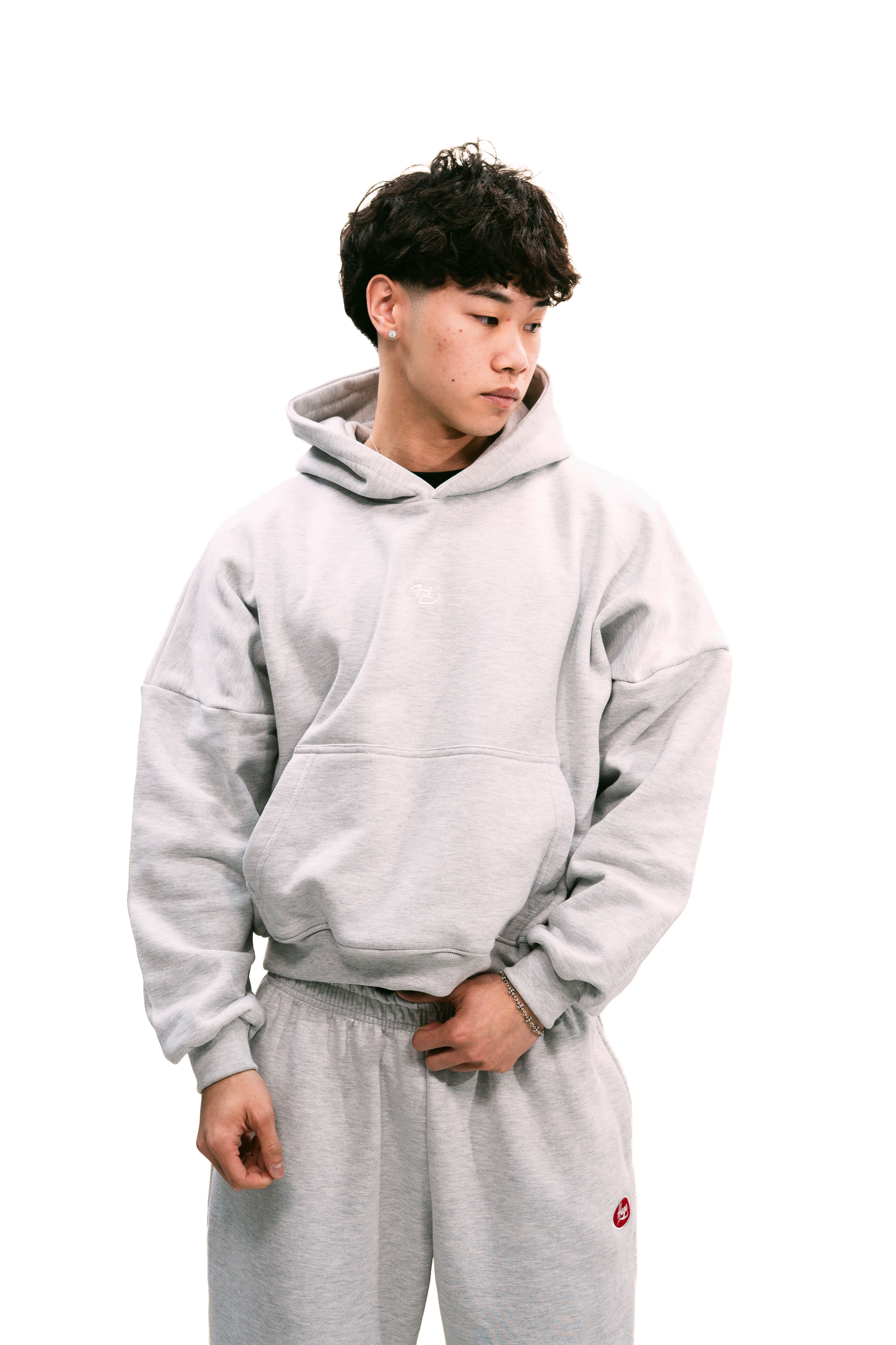 Boxy Fit Hoodie Melange Grey HEAVYWEIGHT