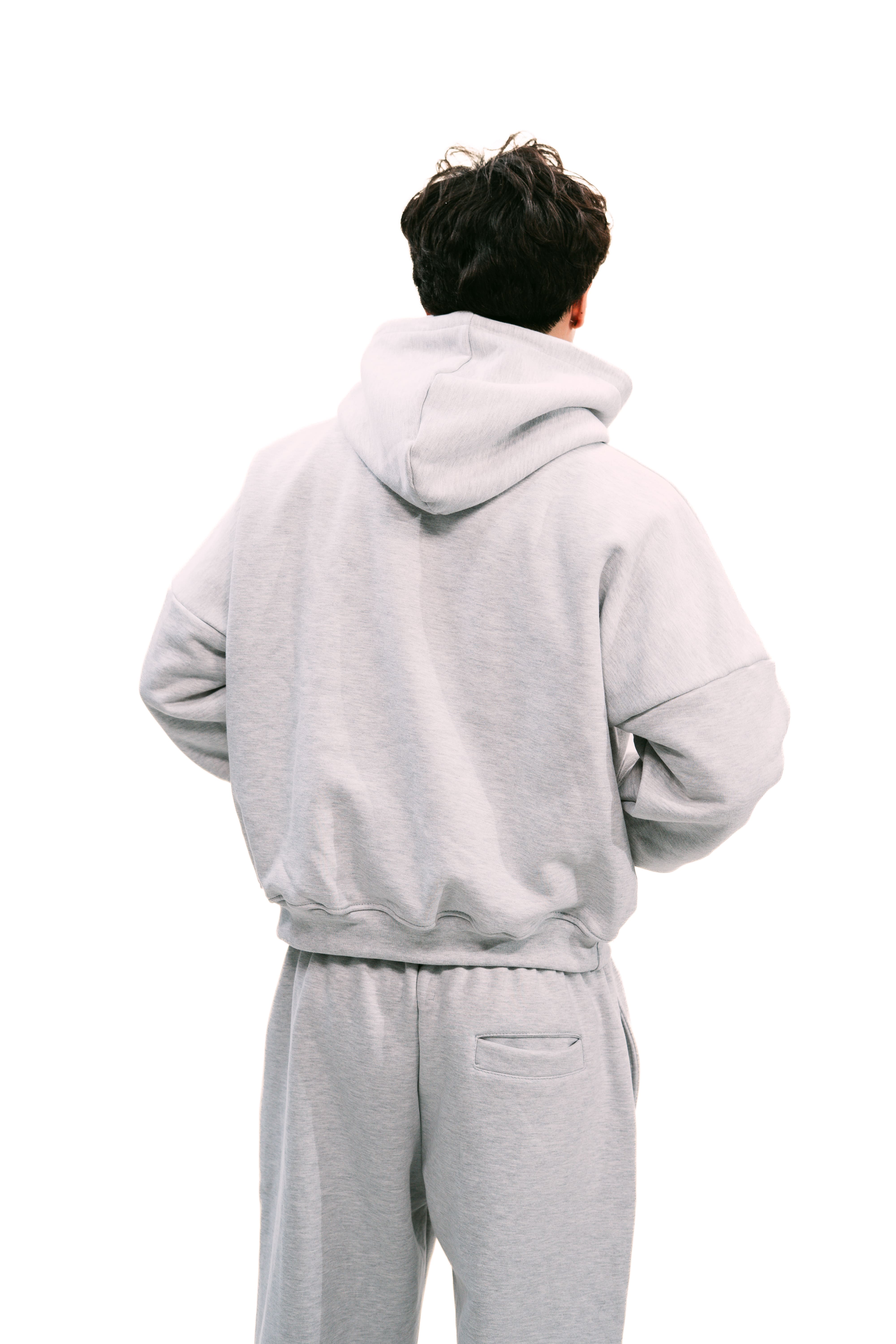 Boxy Fit Hoodie Melange Grey HEAVYWEIGHT