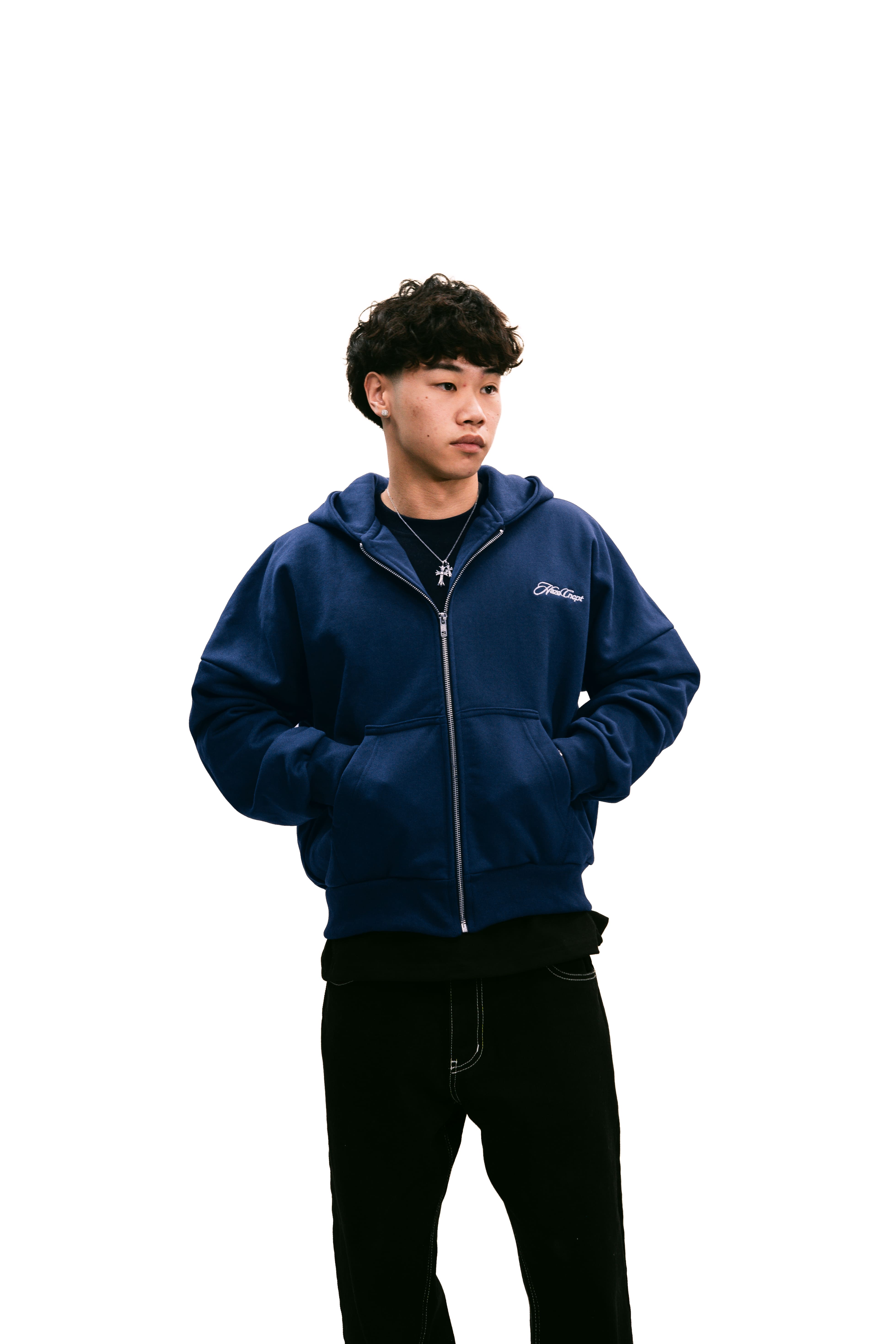 Zip Up Hoodie Navy Blue HEAVYWEIGHT