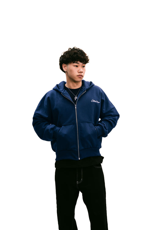 Zip Up Hoodie Navy Blue HEAVYWEIGHT