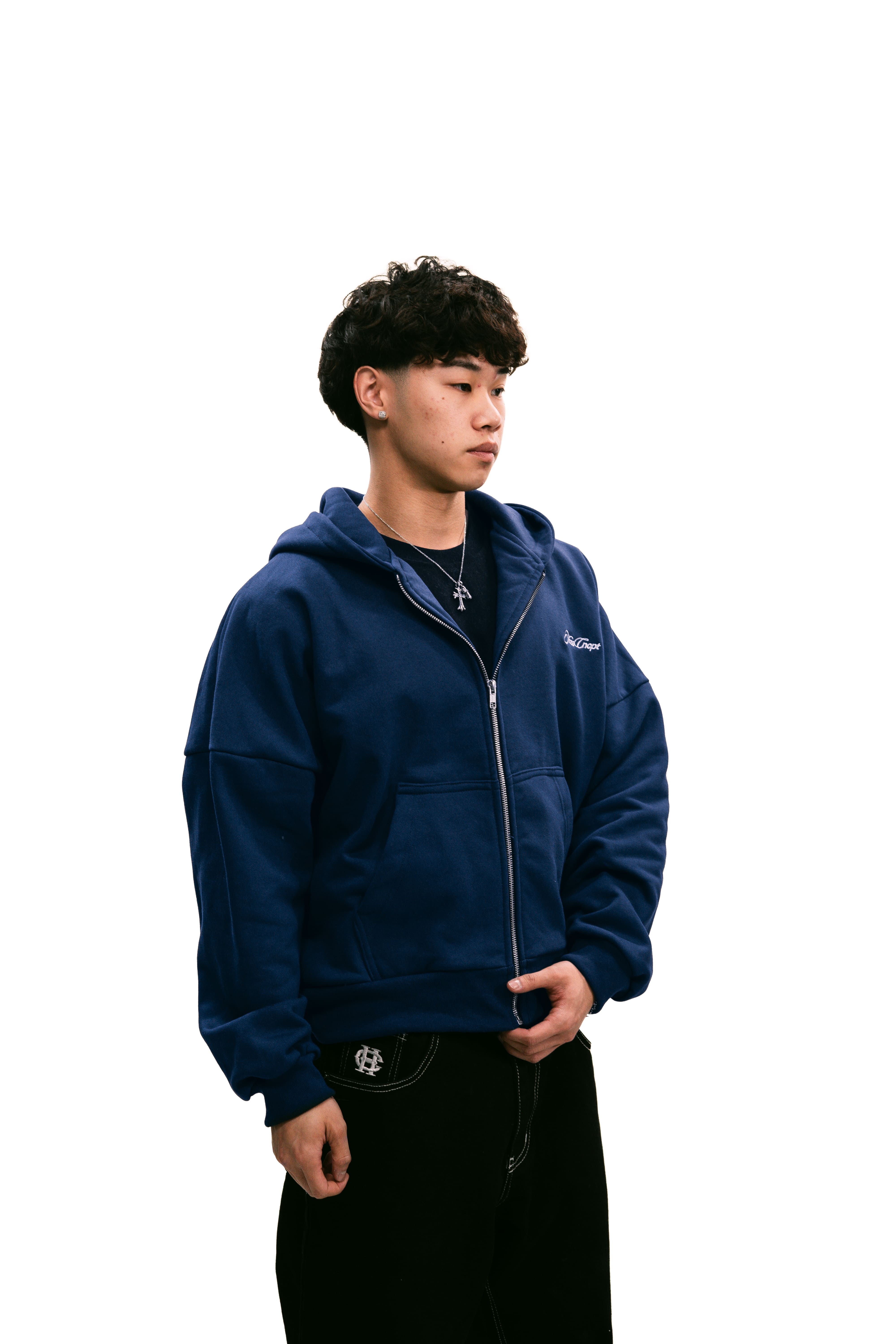 Zip Up Hoodie Navy Blue HEAVYWEIGHT