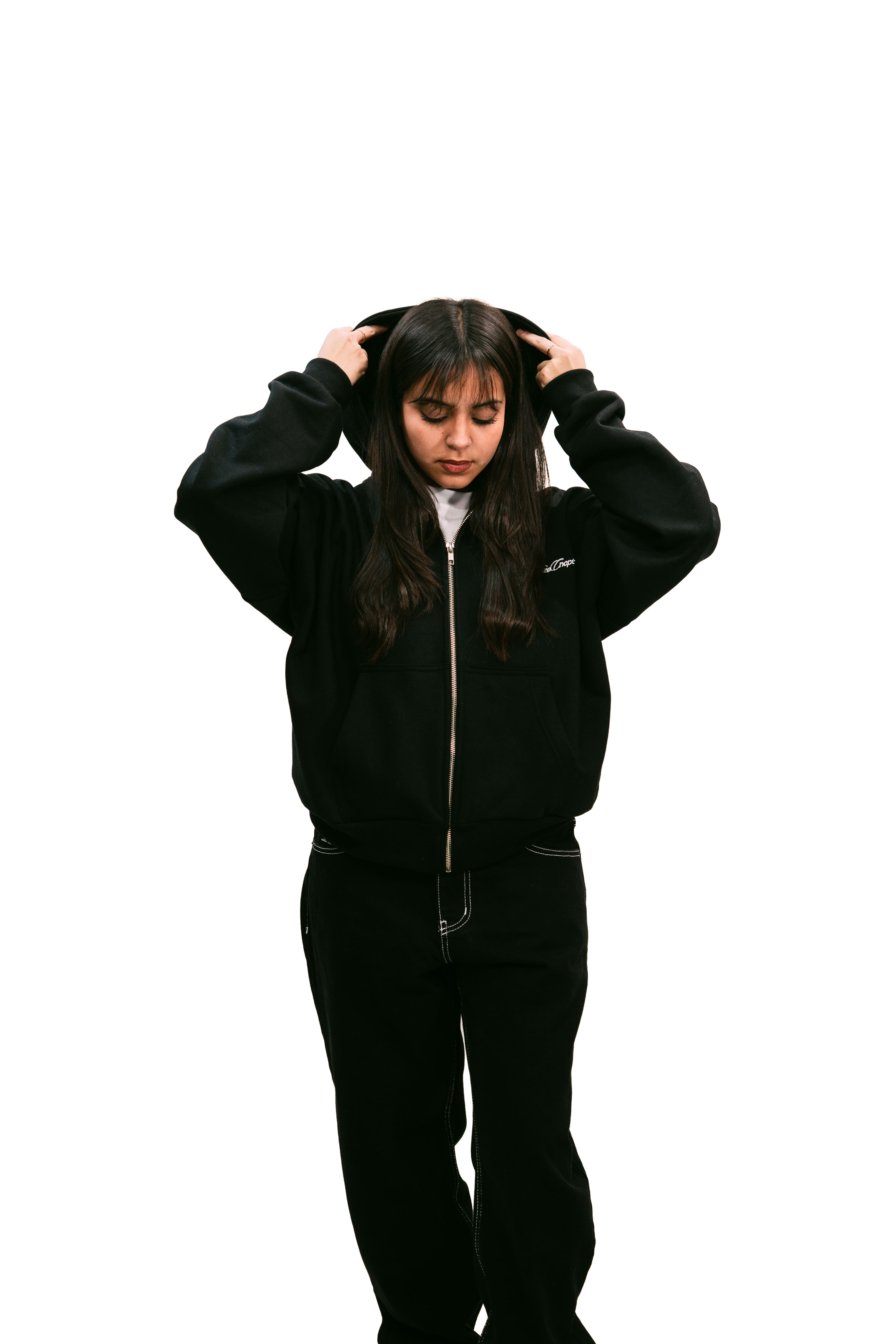 Zip Up Hoodie Black HEAVYWEIGHT