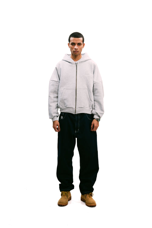 Zip Up Hoodie Melange Grey HEAVYWEIGHT