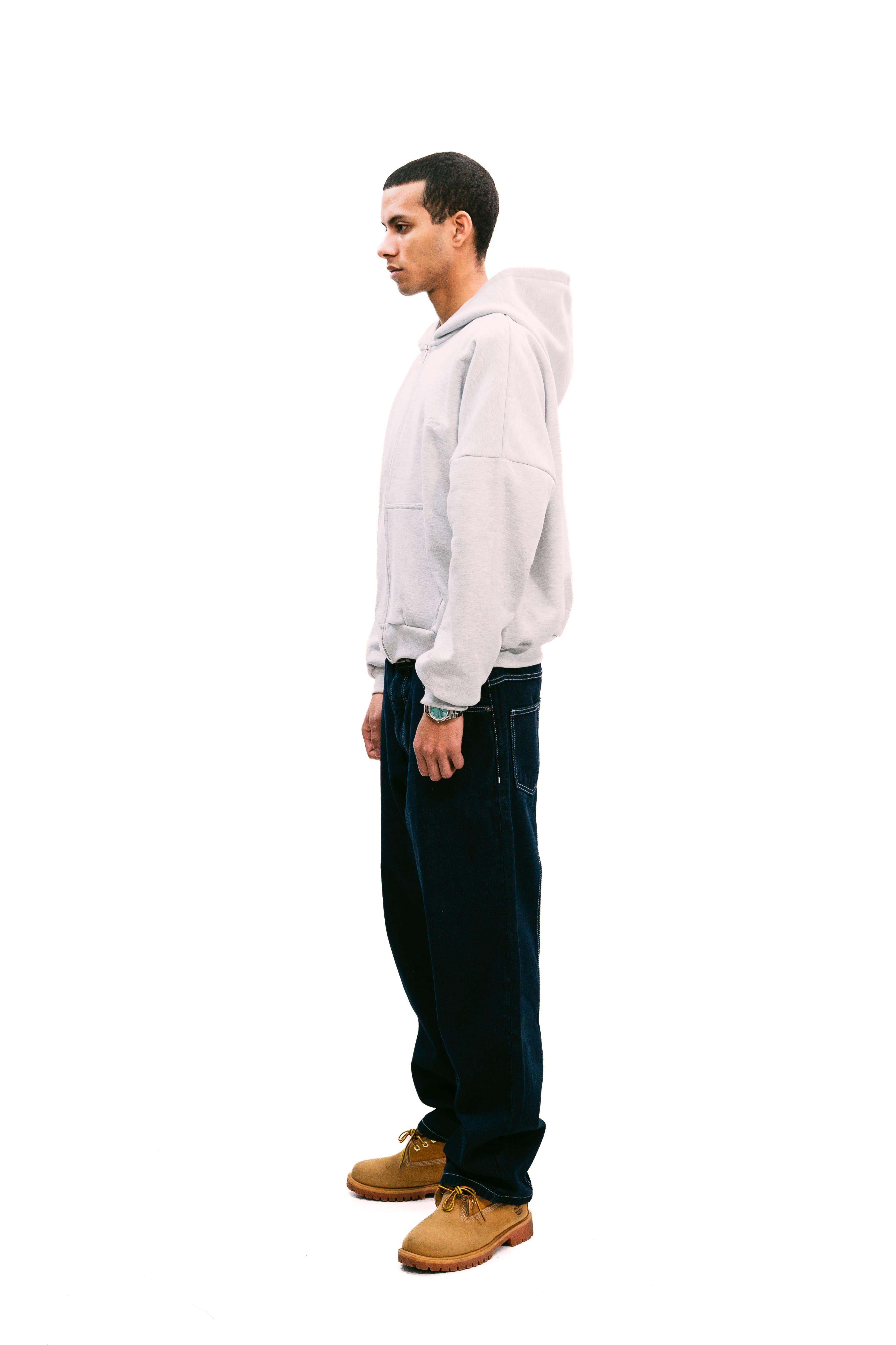 Zip Up Hoodie Melange Grey HEAVYWEIGHT