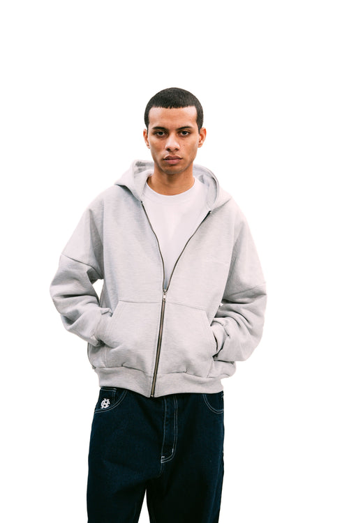 Zip Up Hoodie Melange Grey HEAVYWEIGHT