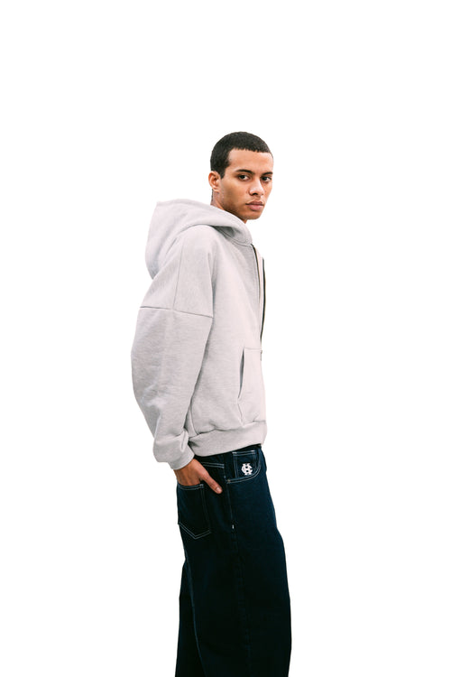 Zip Up Hoodie Melange Grey HEAVYWEIGHT