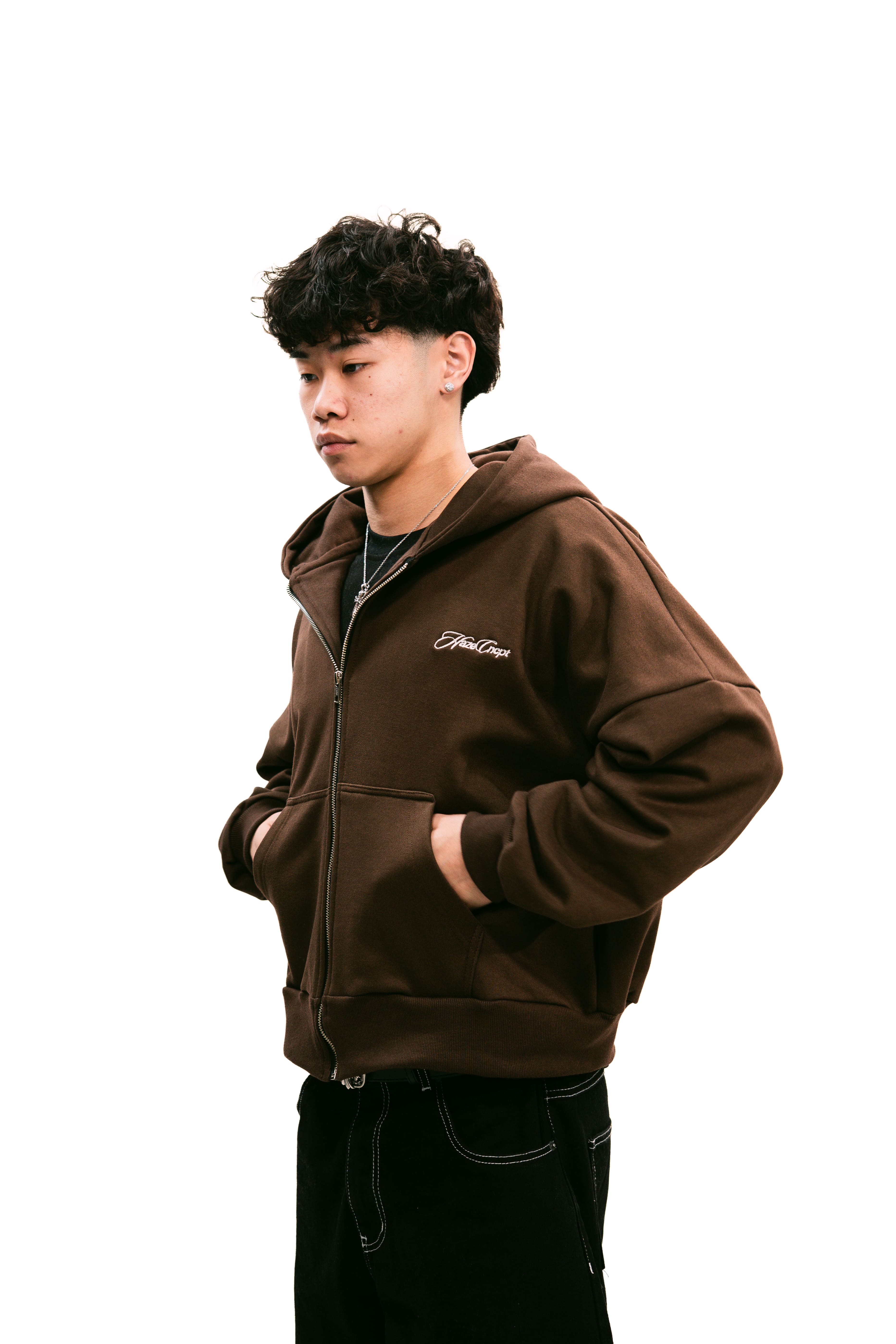 Zip Up Hoodie Chocolate