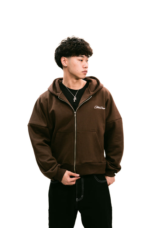 Zip Up Hoodie Chocolate