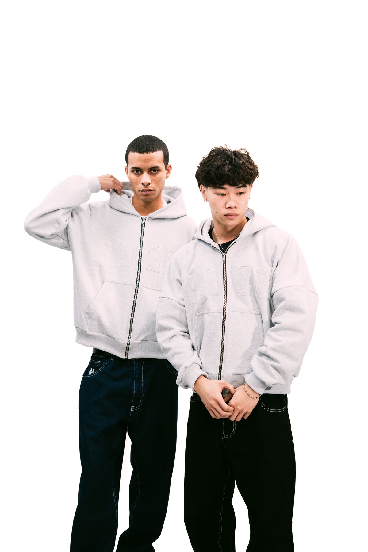 Zip Up "Logo" Melange Grey HEAVYWEIGHT