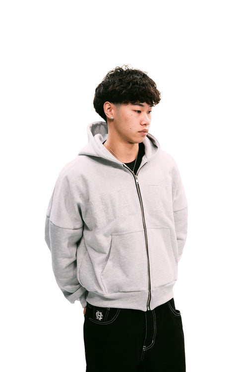 Zip Up "Logo" Melange Grey HEAVYWEIGHT