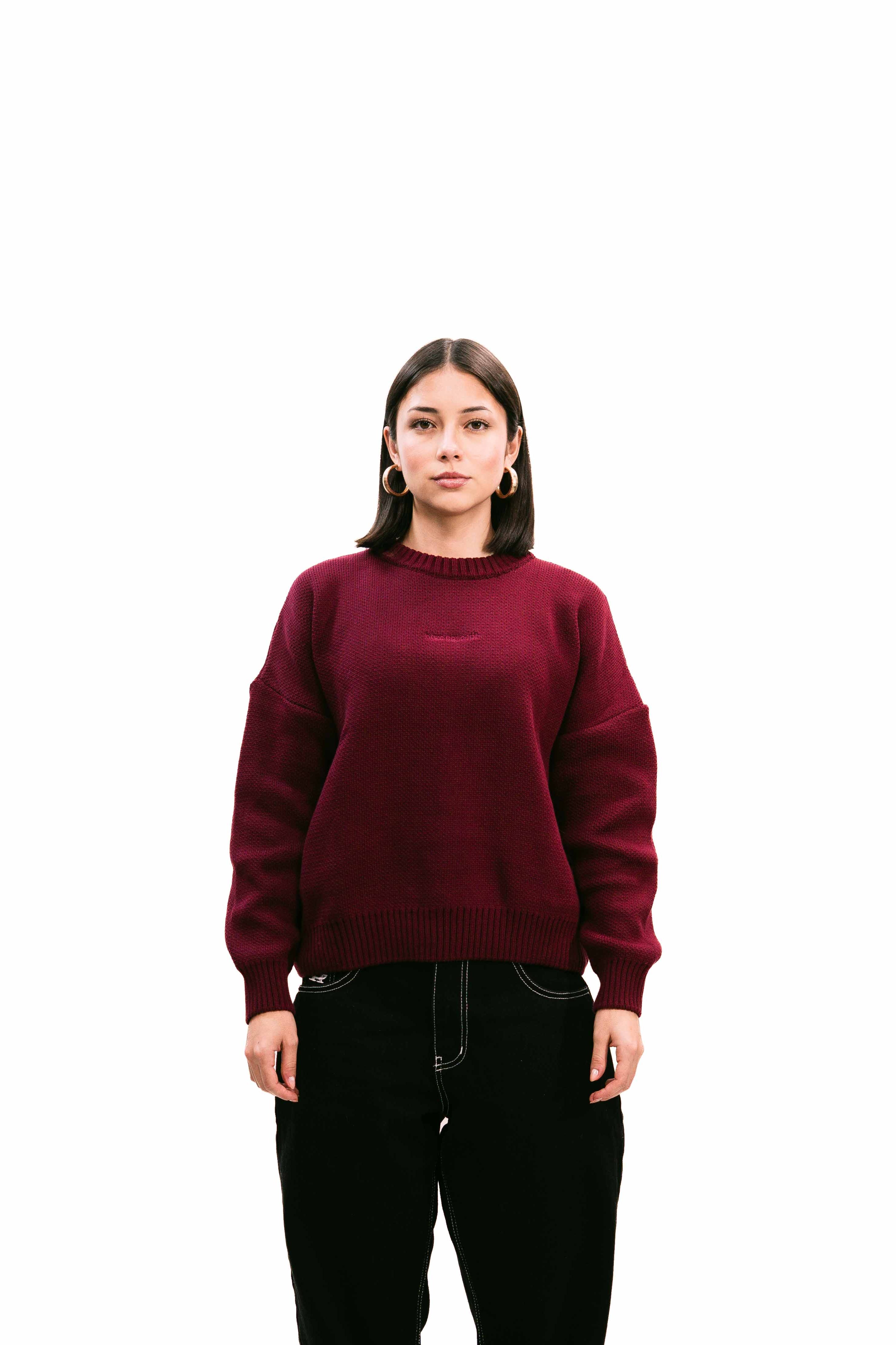 "Everyday" Knit Sweater Burgundy