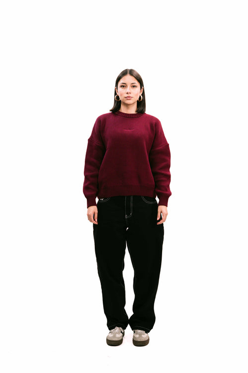 "Everyday" Knit Sweater Burgundy