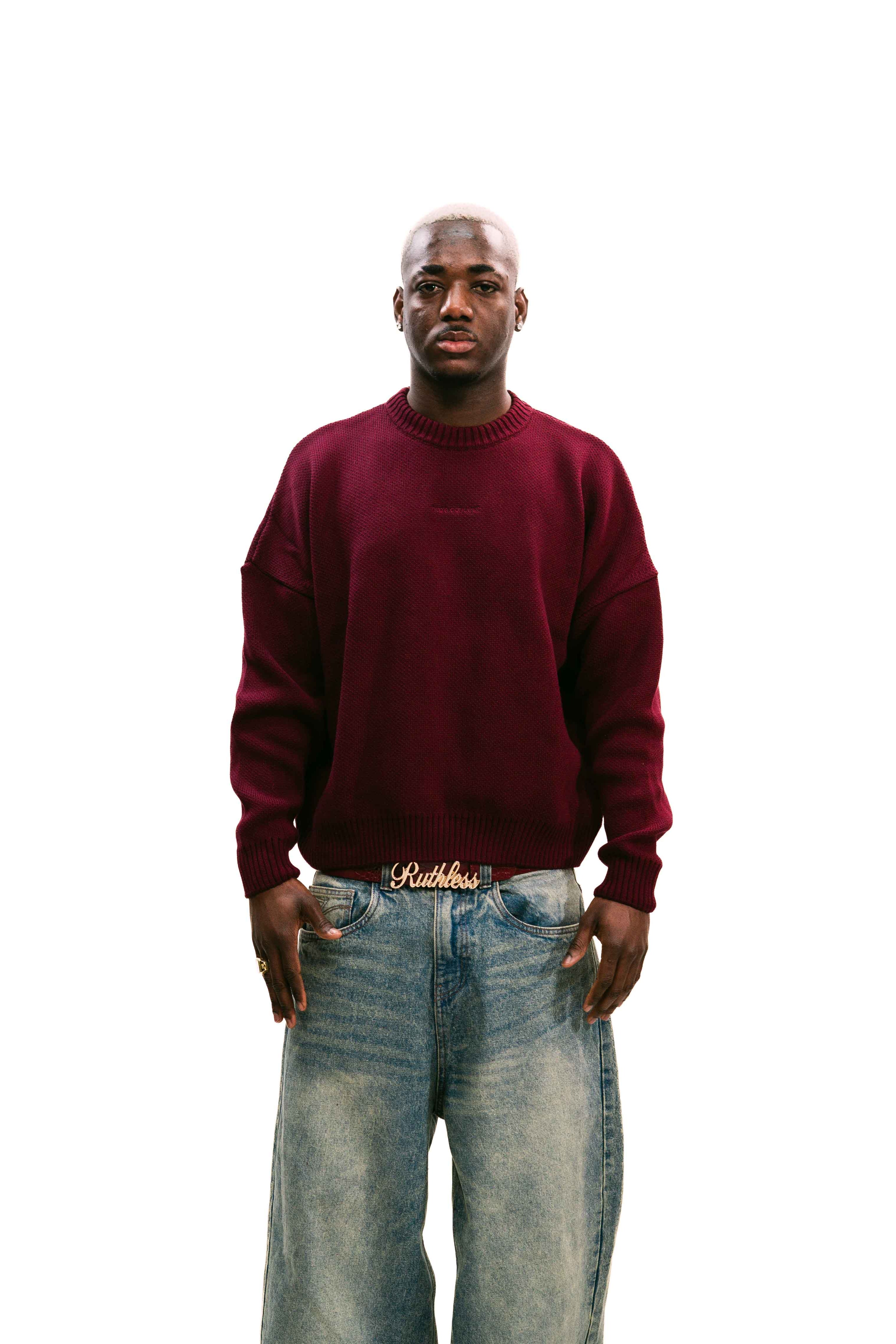 "Everyday" Knit Sweater Burgundy