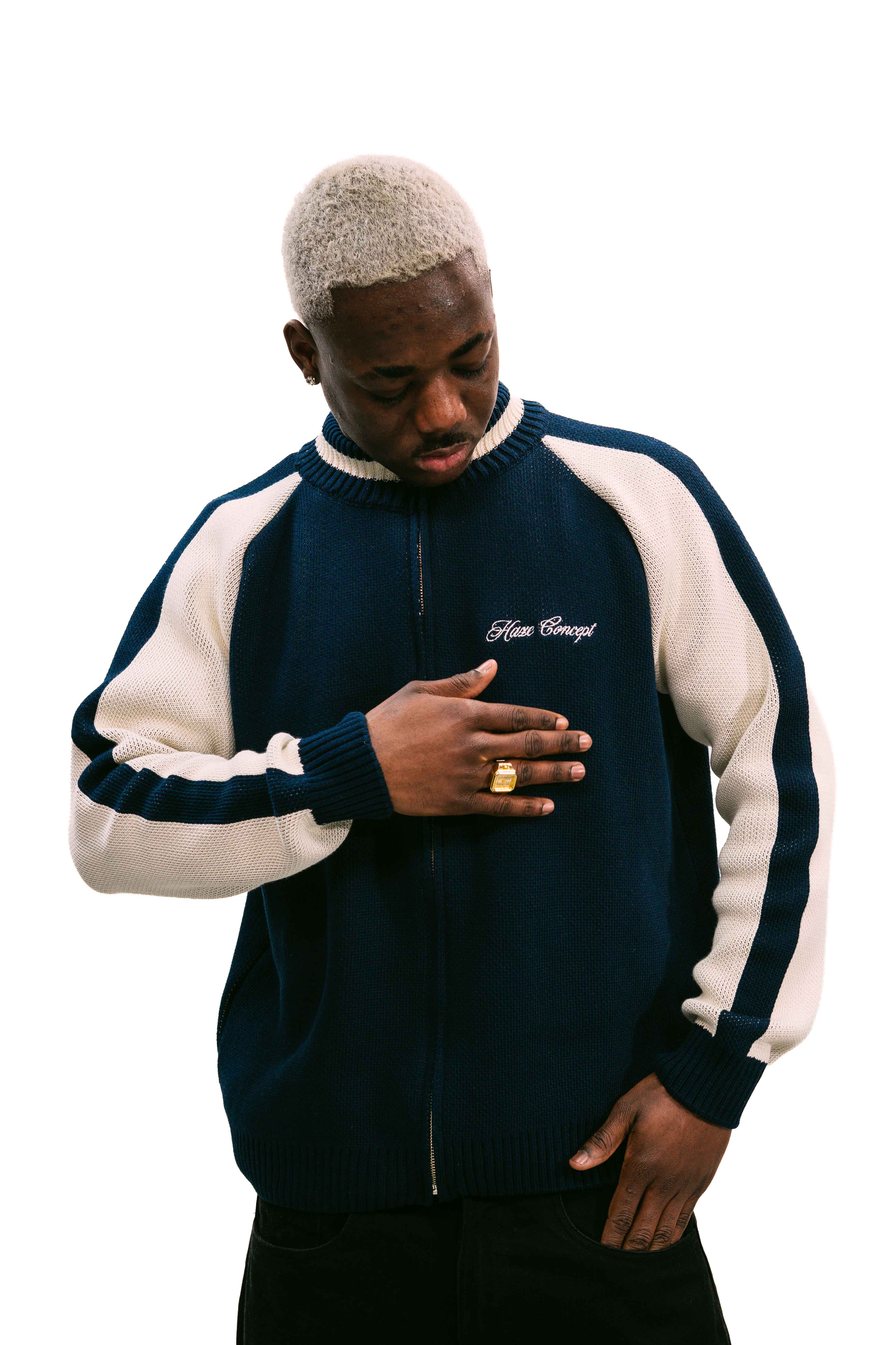 "Clubhouse" Zipper Knit Navy
