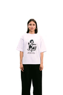 "Bohemian" White Boxy Fit Tee