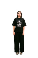 "Bohemian" Black Boxy Fit Tee