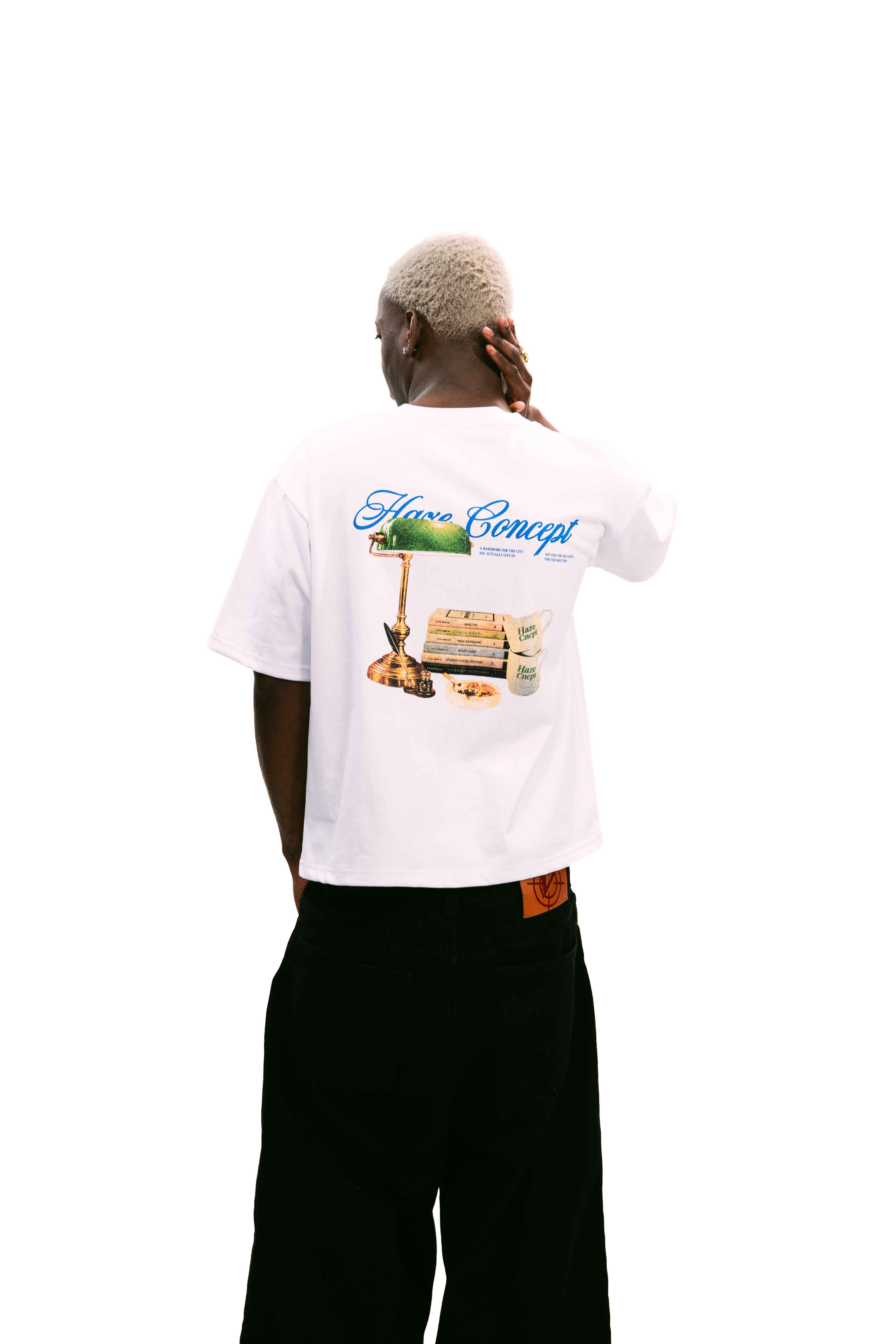 "Archives" White Boxy Fit Tee
