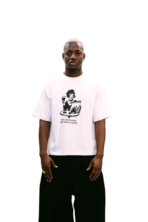 "Bohemian" White Boxy Fit Tee