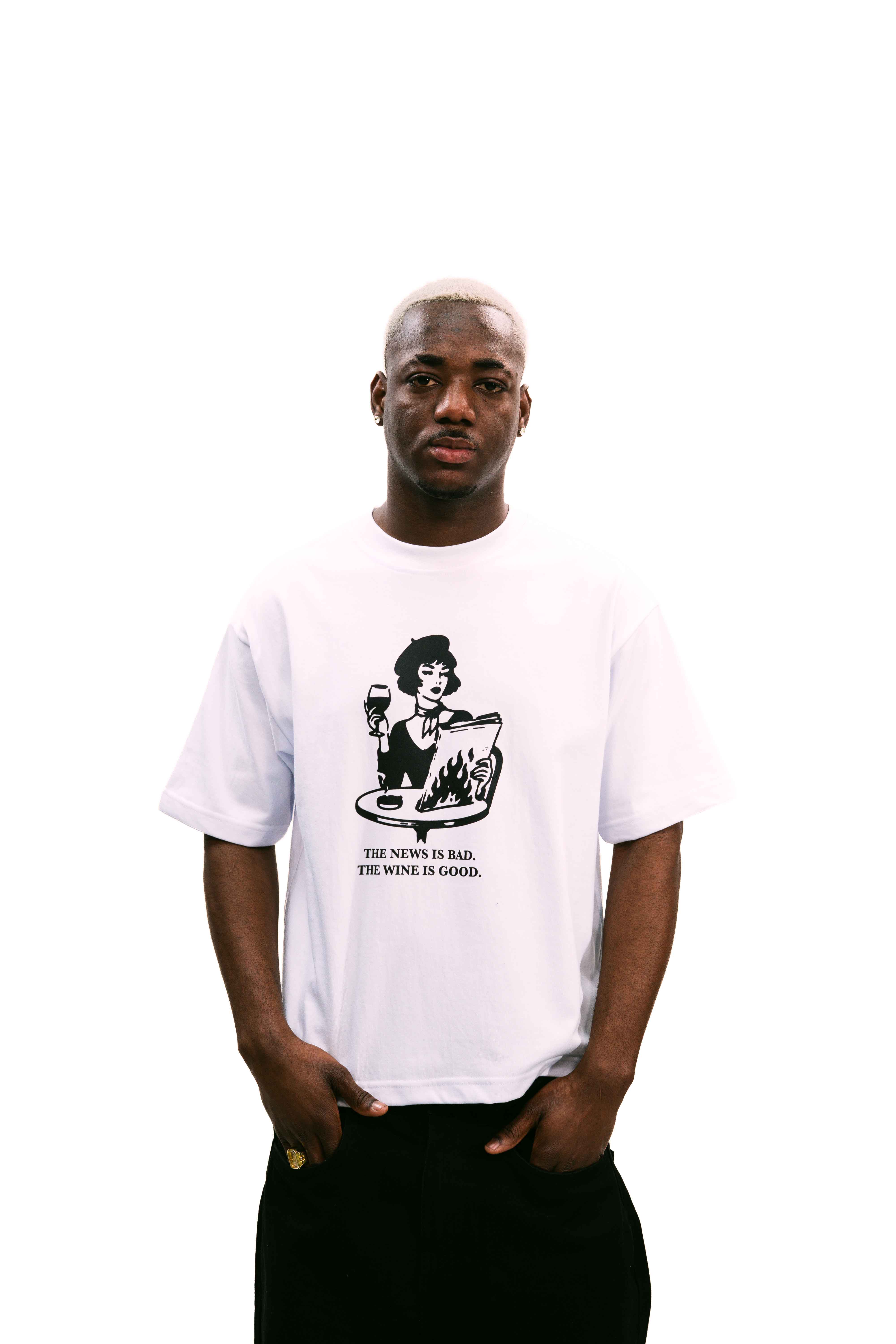 "Bohemian" White Boxy Fit Tee