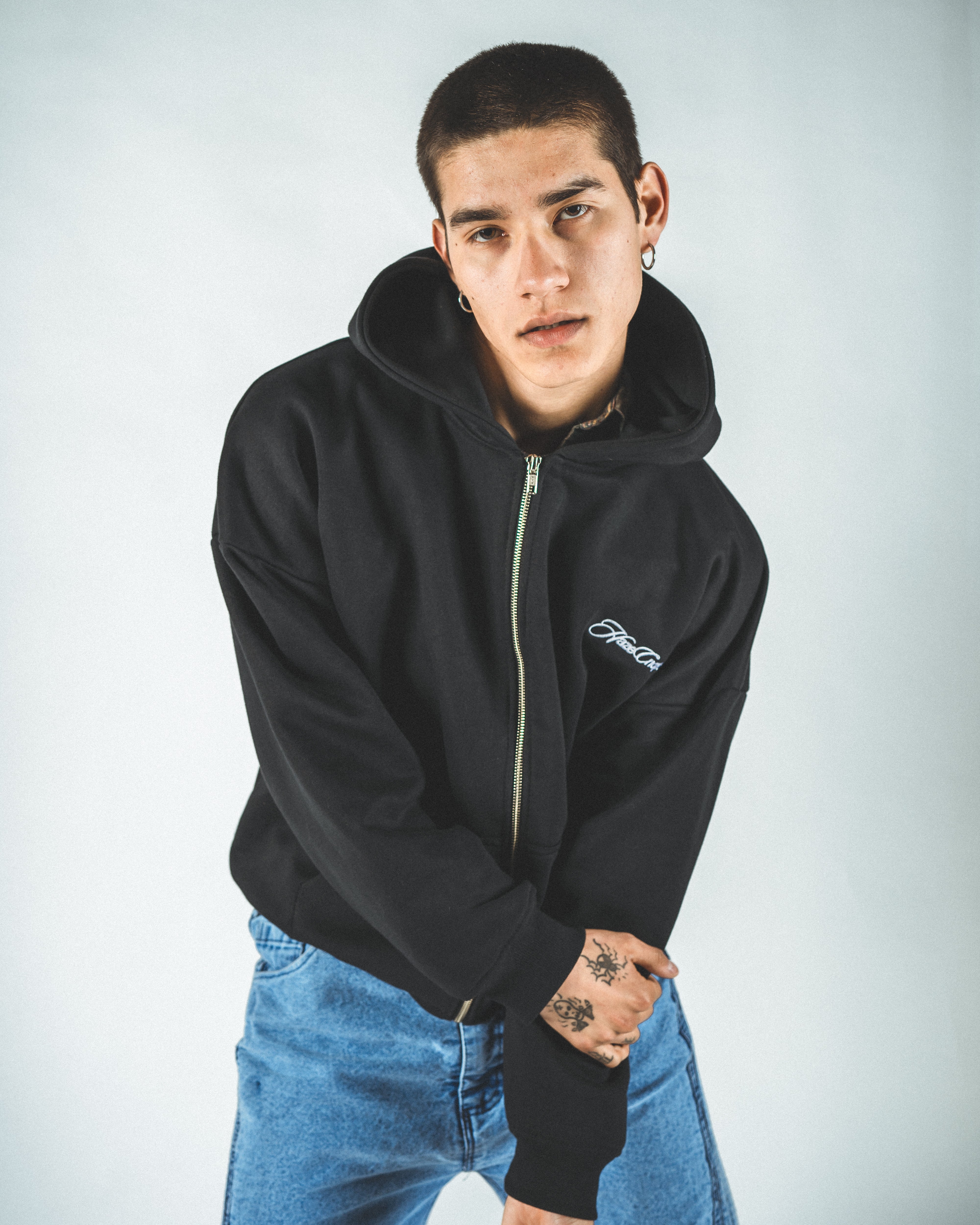 Zip Up Hoodie Black