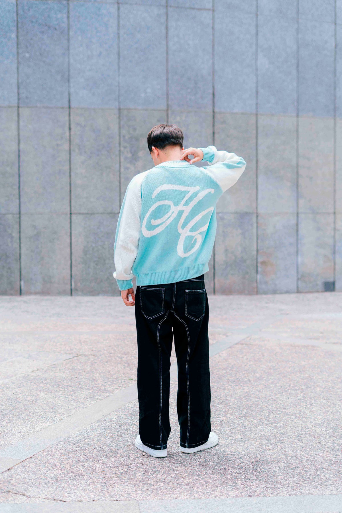 "Clubhouse" Zipper Knit Baby Blue